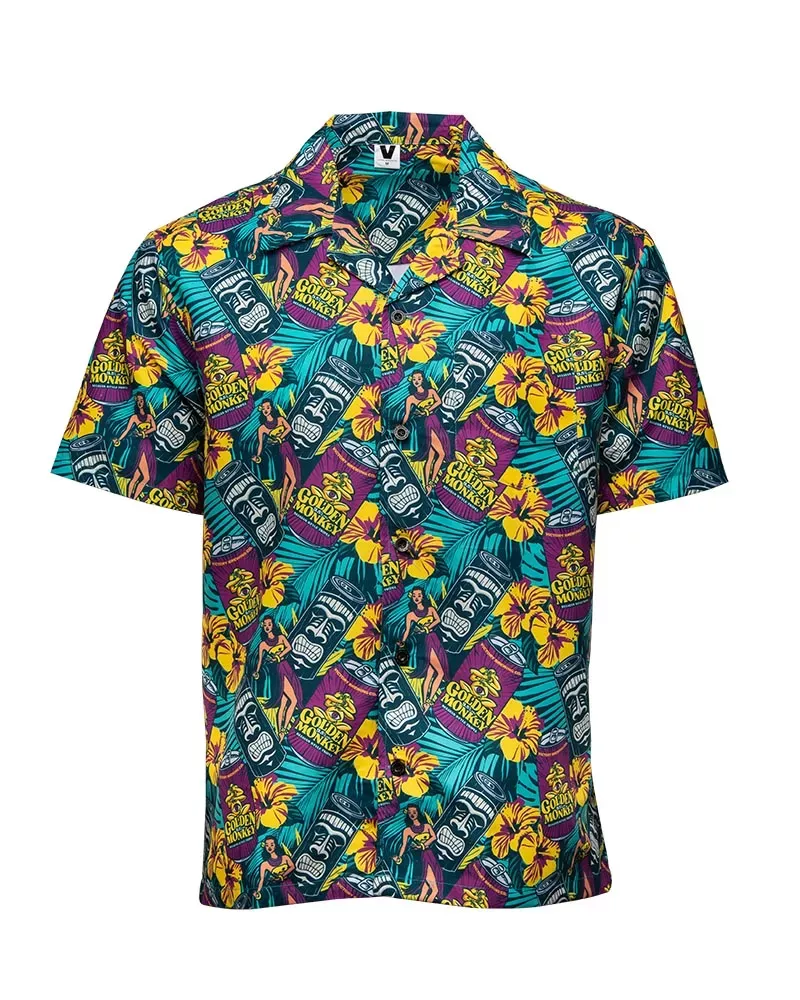 100% Polyester Camp Shirt with Etched Buttons-ATCUSPS