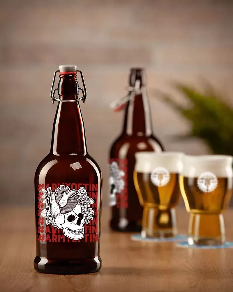 32 oz Amber Flip Top Bottle-5227