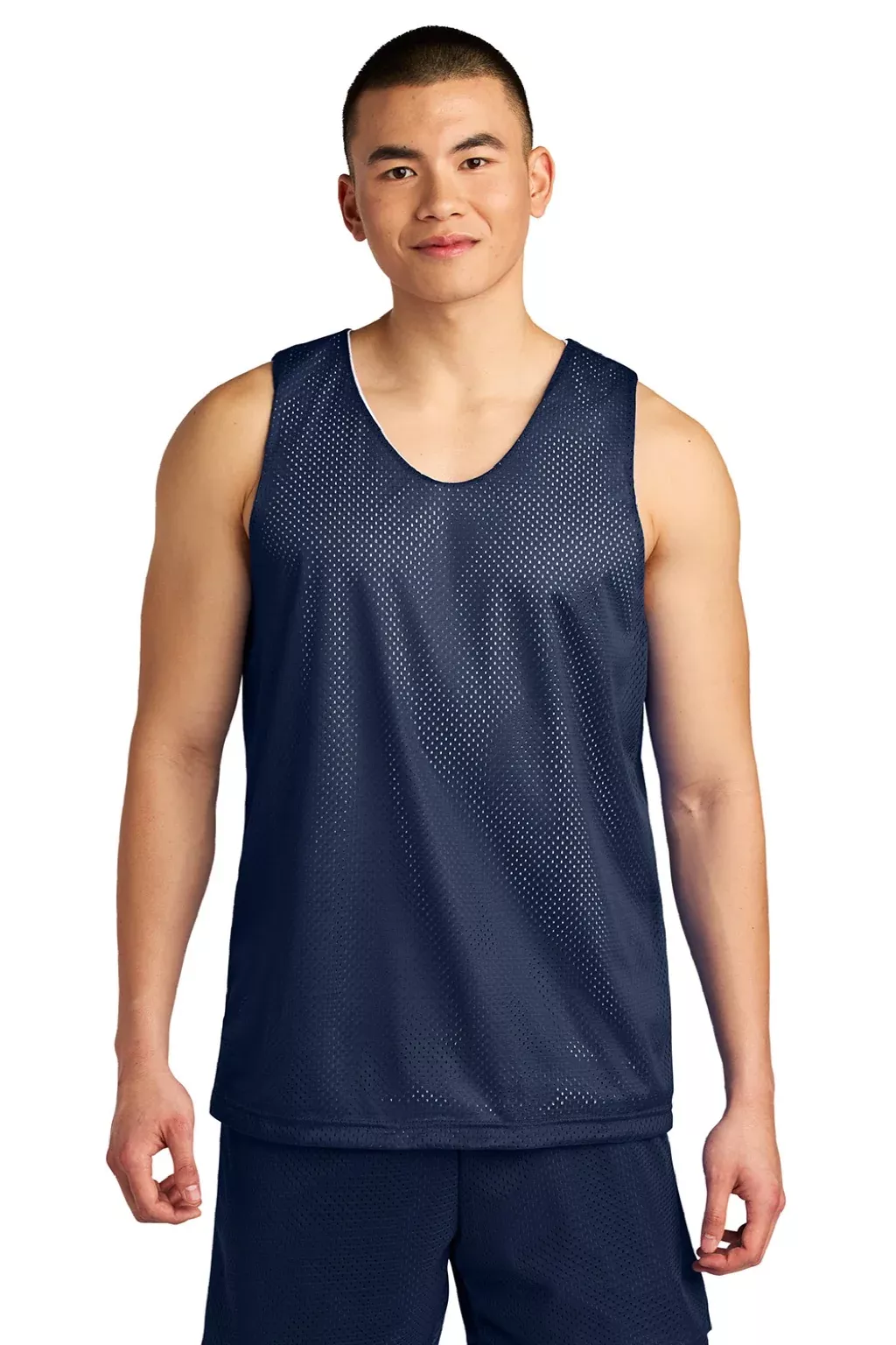 A4 Mens Reversible Mesh Moisture Wicking Tank Top - Navy Blue