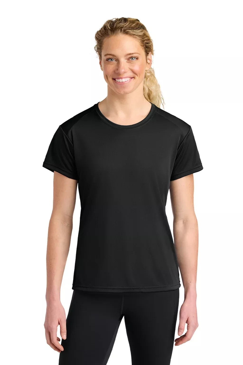 A4 Womens Performance Moisture Wicking Short Sleeve Crewneck T-Shirt - Black