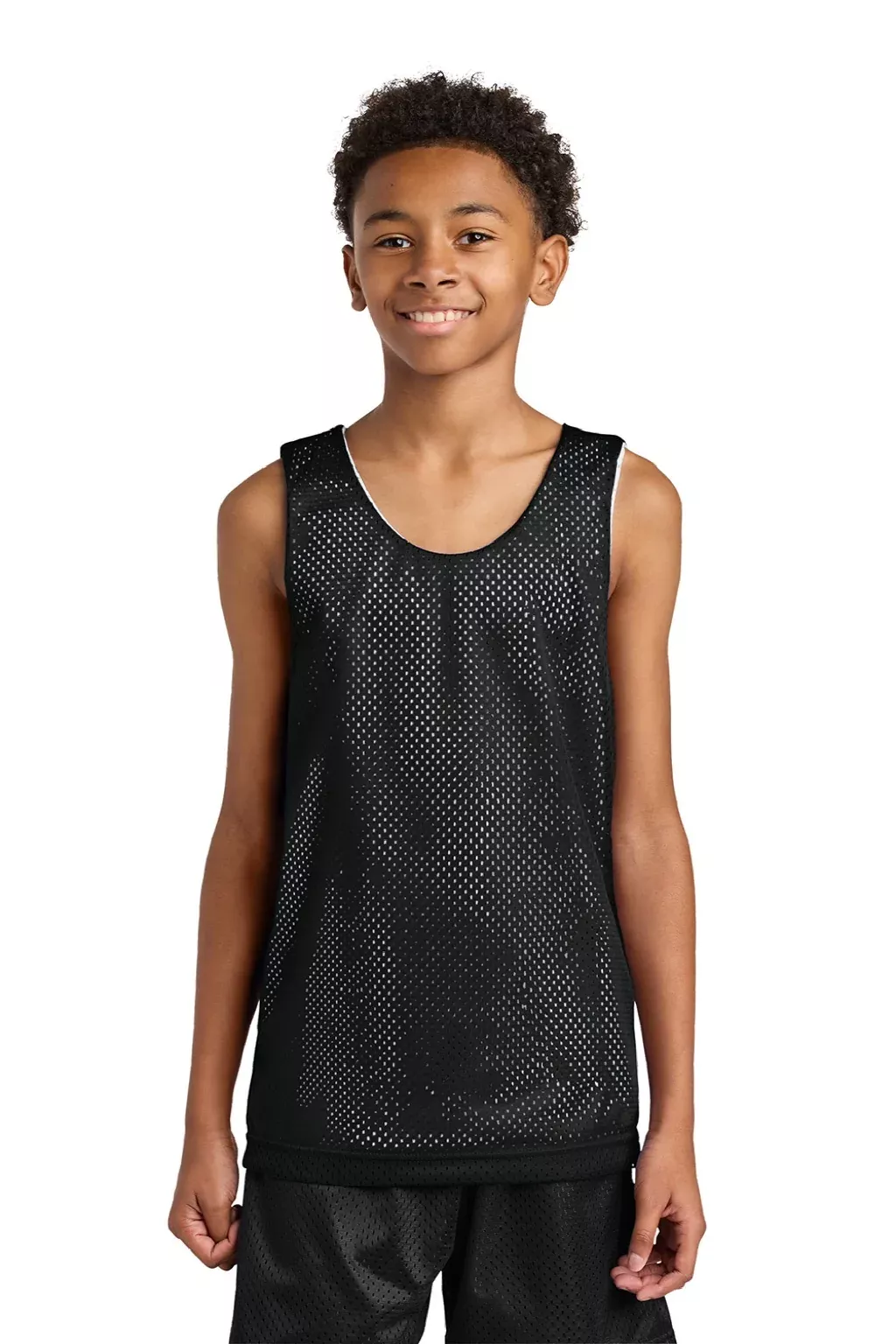 A4 Youth Reversible Moisture Wicking Mesh Tank Top - Black/White