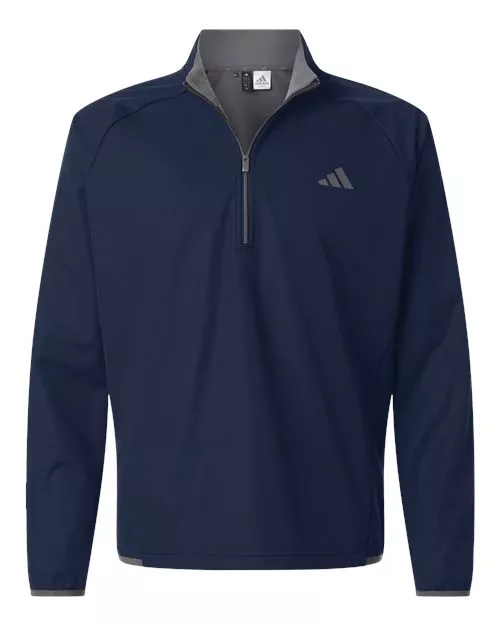 Adidas A2027 Men's Ultimate365 Wind Quarter-Zip Pullover – 5.6 oz. 100% Recycled Polyester DWR Wind-Resistant Quarter-Zip | S–3XL