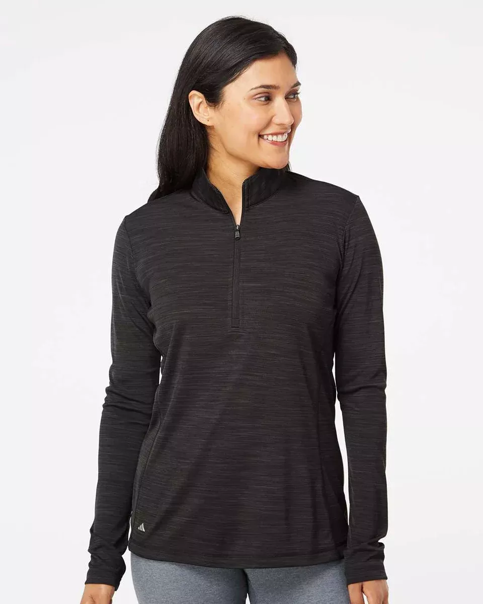 Adidas A476 Women's Lightweight Mélange Quarter-Zip Pullover