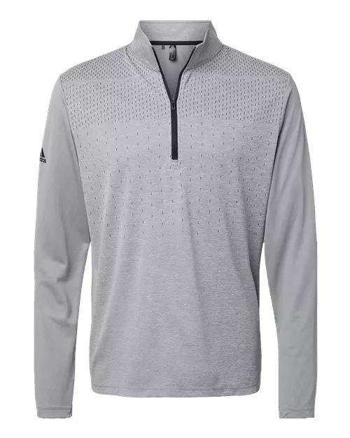 Adidas A522 Ultimate365 Heather Block Print Quarter-Zip Pullover – Men's 6.1 oz. Recycled Polyester Pullover | XS–4XL