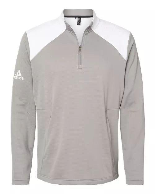 Adidas A532 Textured Mixed Media Quarter-Zip Pullover – Men's 8 oz. Recycled Polyester Pullover | XS–4XL