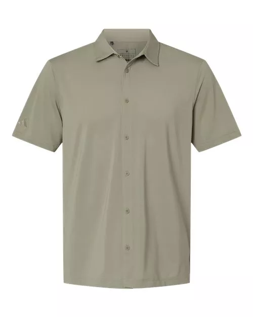 Adidas A595 Men's Full Button Down Short Sleeve Shirt – 5 oz. Recycled Polyester/Elastane Shirt | XS–4XL
