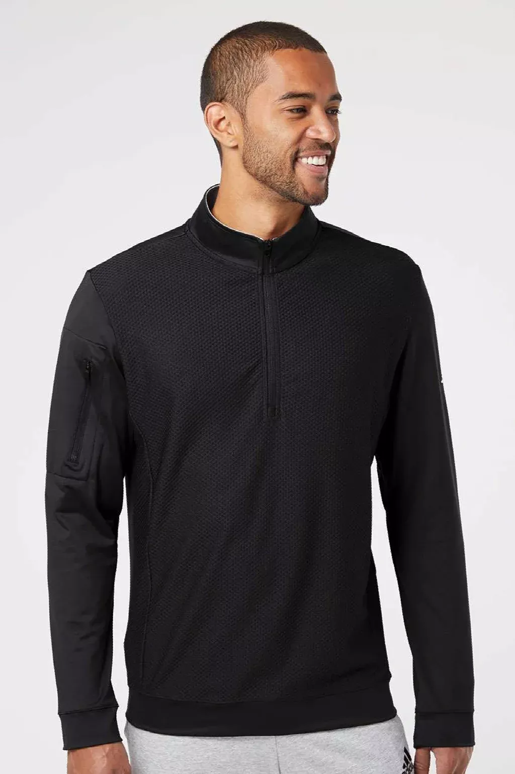 Adidas Mens Performance UPF 50+ 1/4 Zip Sweatshirt w/ Pocket - Black