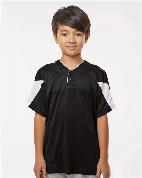 Alleson Athletic 2976 Youth Striker Placket Jersey – 100% Polyester Arrow Mesh Vented Back Two-Button Baseball Jersey | Youth XS–XL