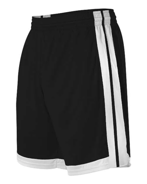 Alleson Athletic 538P Men's Single Ply Basketball Shorts – 100% Microfiber Cationic Polyester Slim Fit Contrast Insert | S–3XL
