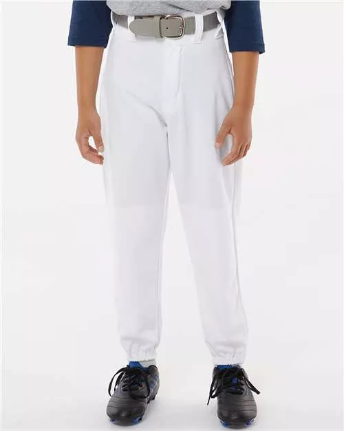 Alleson Athletic 605PY Youth Baseball Pants – 12 oz. Double Knit Polyester Elastic-Taper Belt-Loop Pant | XXS–XL