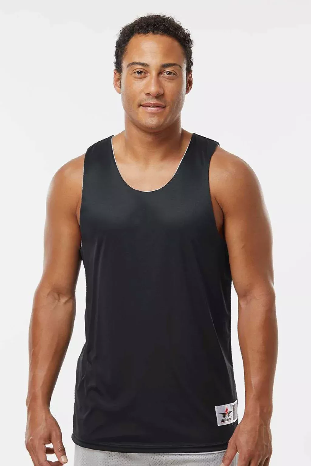 Alleson Athletic Mens Reversible Moisture Wicking Tank Top - Black/White