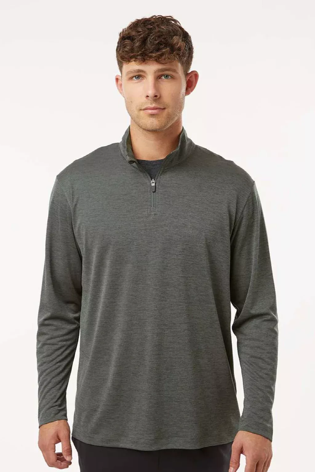 AllPro Mens Performance Moisture Wicking Melange 1/4 Zip Sweatshirt - Charcoal Grey Melange