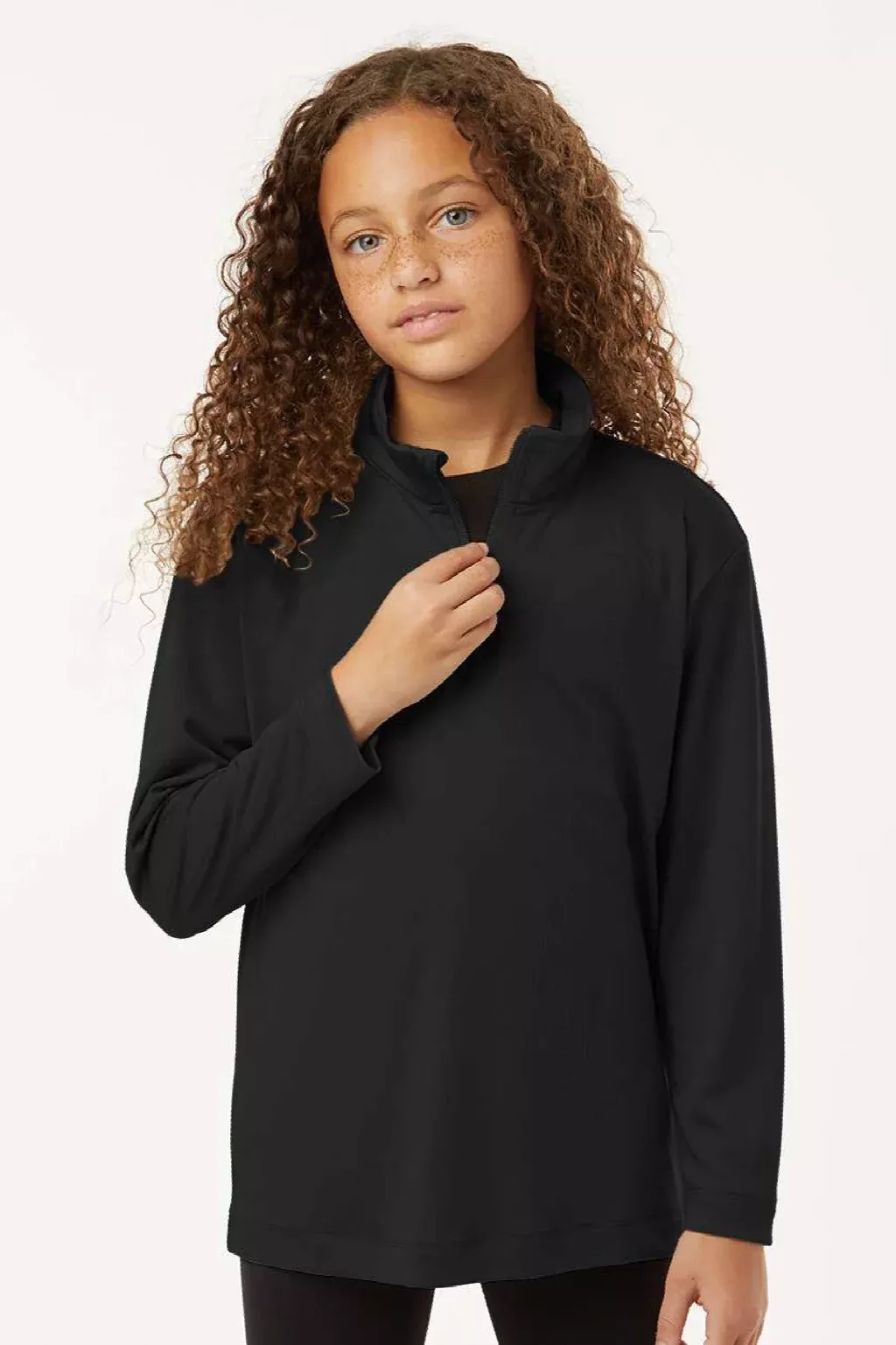 AllPro Youth Pro Lock Performance Moisture Wicking 1/4 Zip Sweatshirt - Black