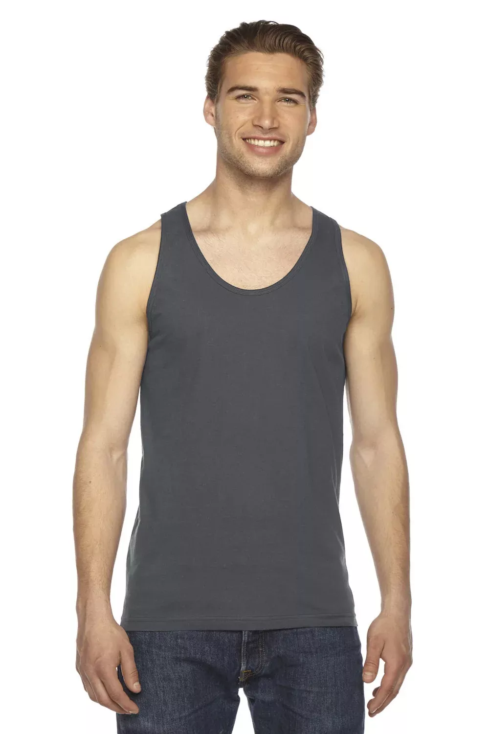 American Apparel Mens Fine Jersey Tank Top - Asphalt Grey
