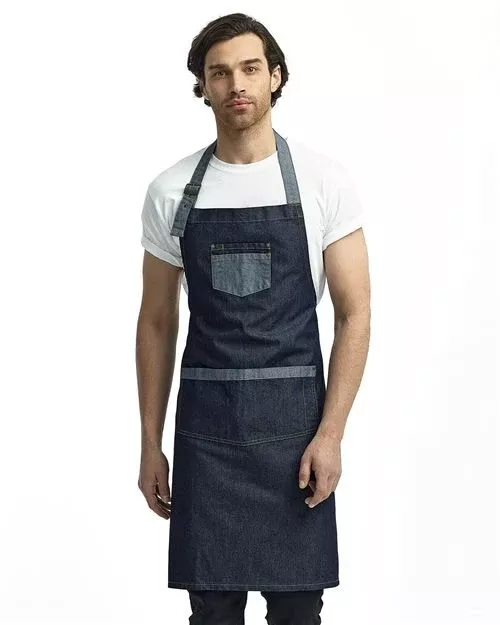 Artisan Collection by Reprime Domain Contrast Denim Bib Apron - Artisan Collection by Reprime RP127