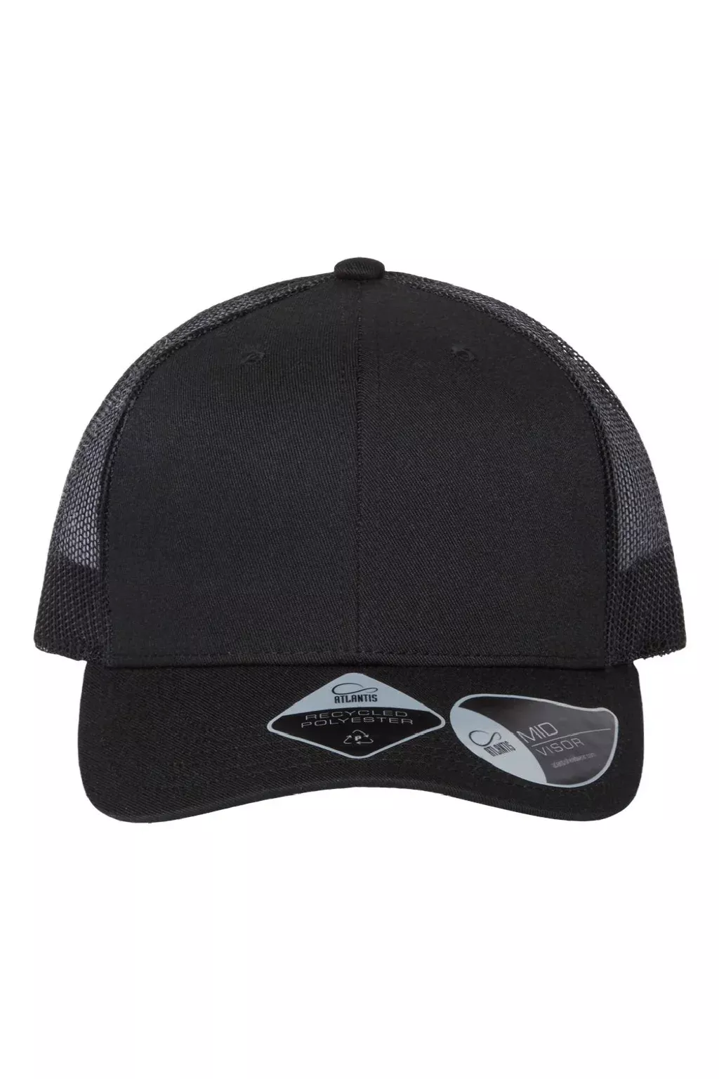 Atlantis Hats Mens Sustainable Snapback Trucker Hat - Black/Black