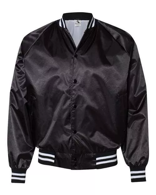Augusta Sportswear Satin Baseball Jacket Striped Trim 3610