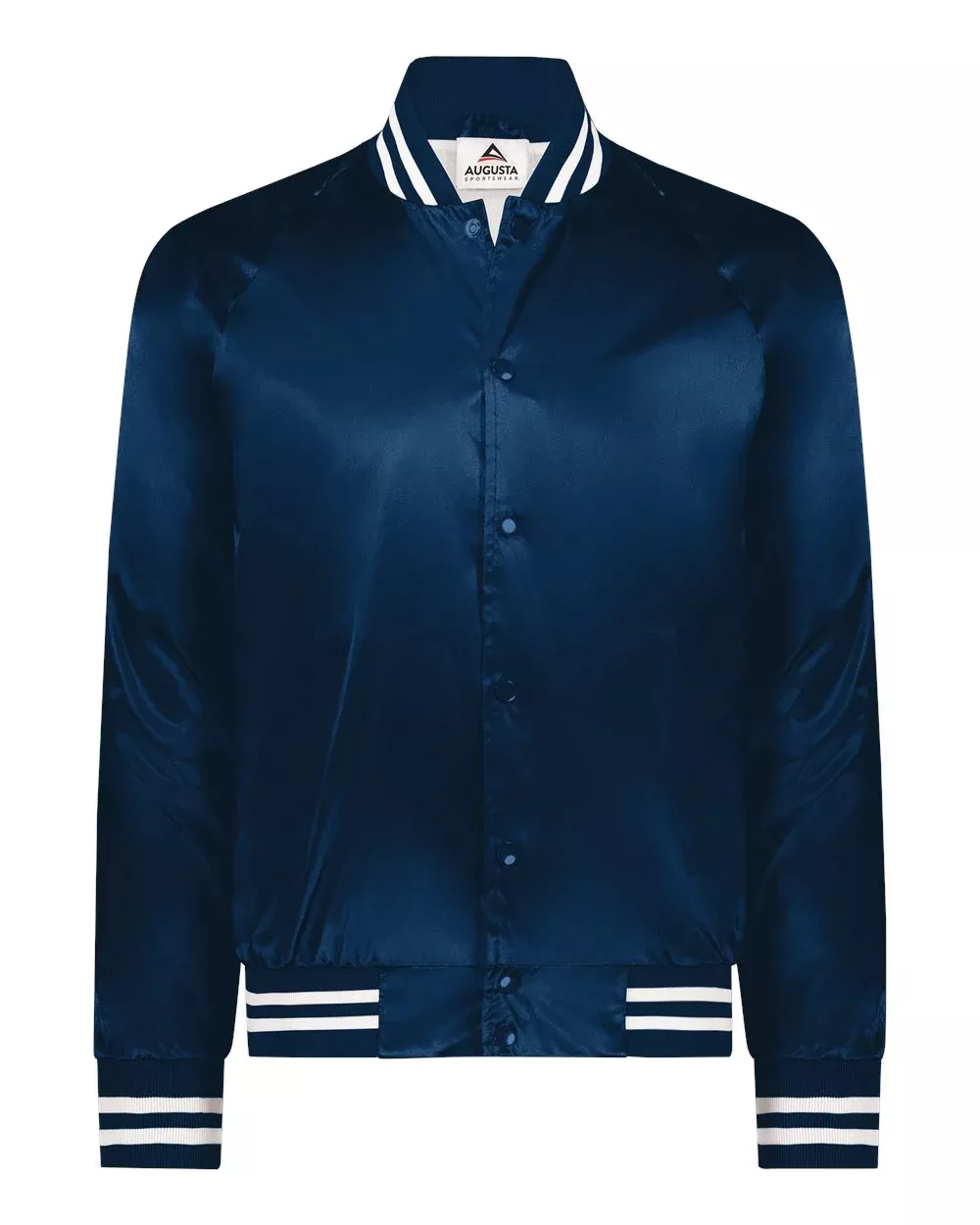 Augusta Sportswear Unisex Satin Baseball Jacket Striped Trim