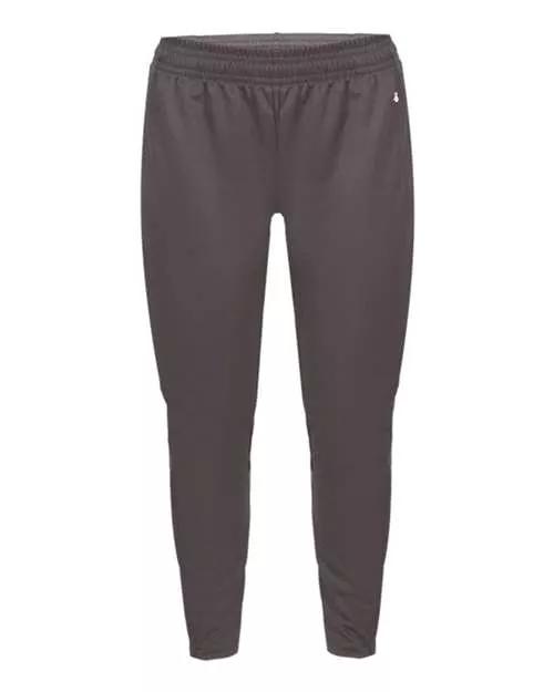 Badger 1576 Women's Trainer Pants – 100% Unbrushed Polyester Moisture-Management Tapered Women's Athletic Pants with 12-Inch Side Zippers | XS–2XL