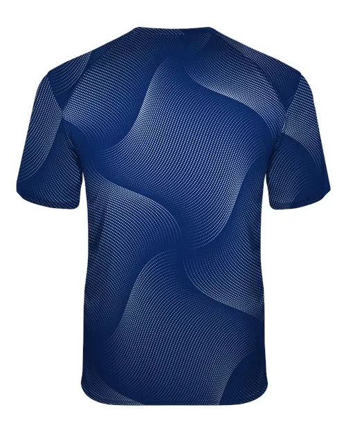 Badger 2213 Youth Warp Polyester T-Shirt – 100% Sublimated Polyester Moisture-Management Youth Performance Tee with All-Over Warp Print | XS–XL