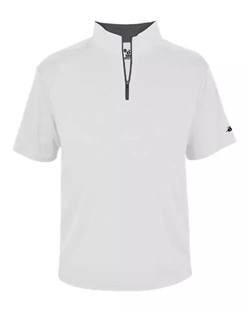 Badger 4199 Men's B-Core Short Sleeve Quarter-Zip Shirt – 3.5 oz. 100% Polyester Short-Sleeve Q-Zip Tee | XS–4XL