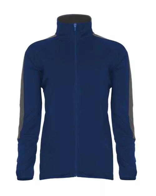 Badger 7921 Women's Blitz Outer-Core Jacket – 100% Polyester Full-Zip Women's Warm-Up Jacket with Contrast Inserts | XS–2XL