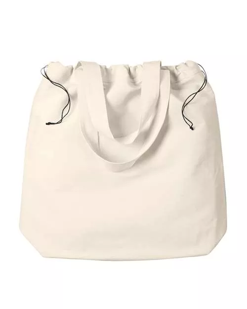BAGedge BE087 Drawstring Tote Bag – 5.6 oz. Cotton Twill Drawstring Tote | One Size