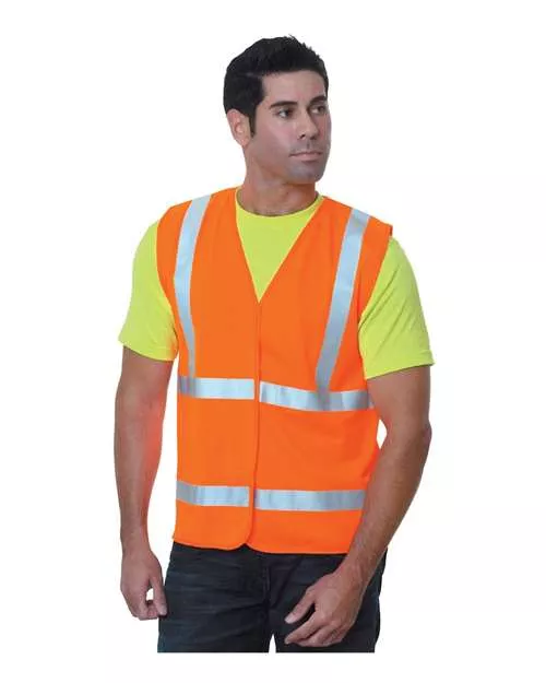 Bayside 3789 Unisex USA-Made Economy Class 2 ANSI Vest – 100% Polyester, Hook-and-Loop Closure | M–5XL