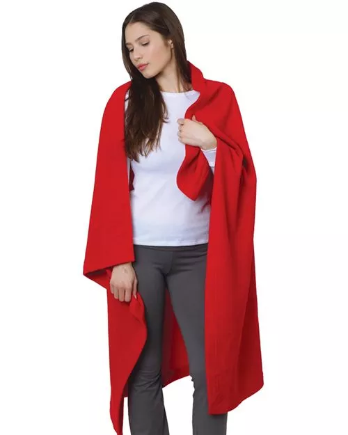 Bayside 9000 USA-Made Stadium Fleece Blanket – 12.5 oz. 2-Sided Brushed 100% Polyester Anti-Pill, 48"×60" | One Size