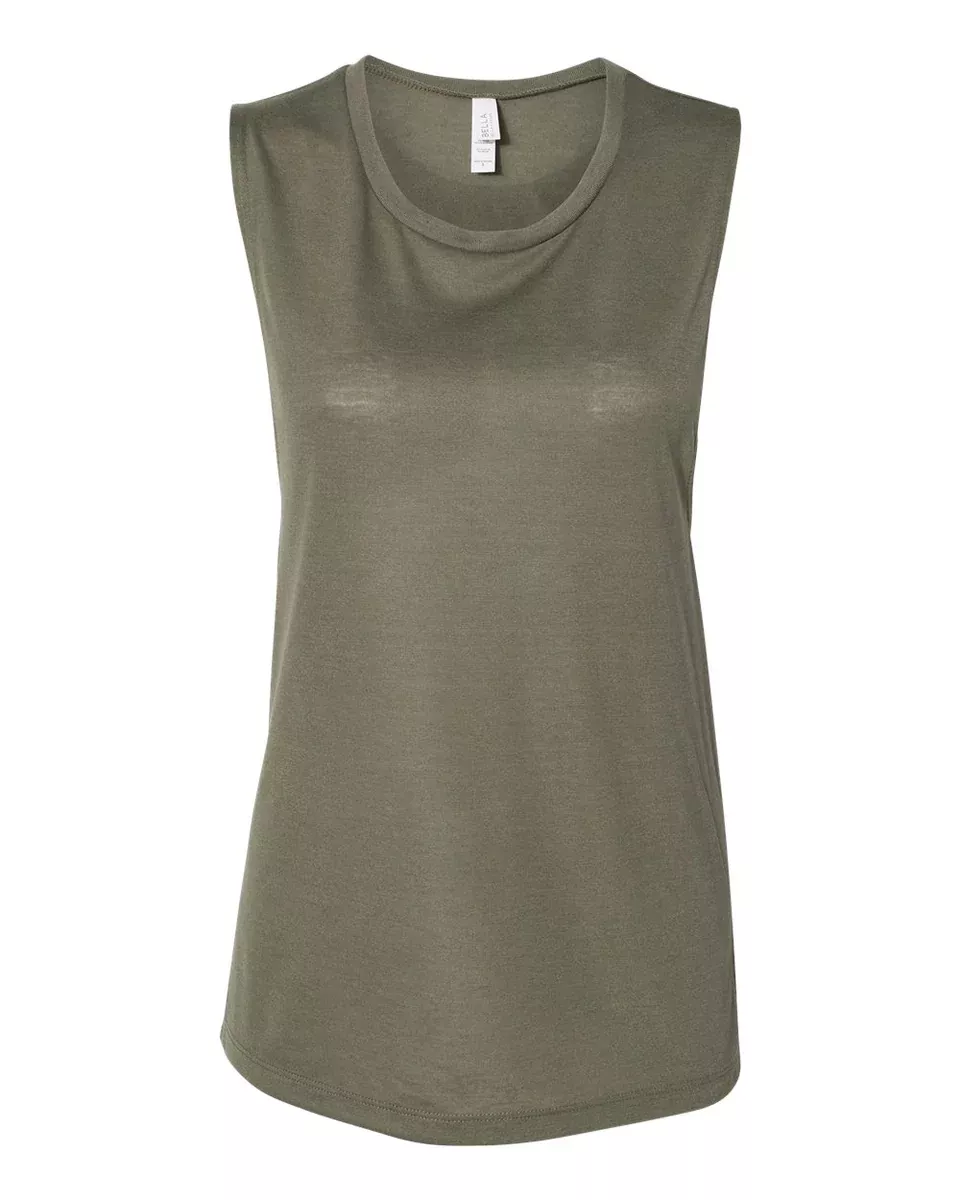 Bella + Canvas 8803 Women's Flowy Scoop Muscle Tank - Military Green