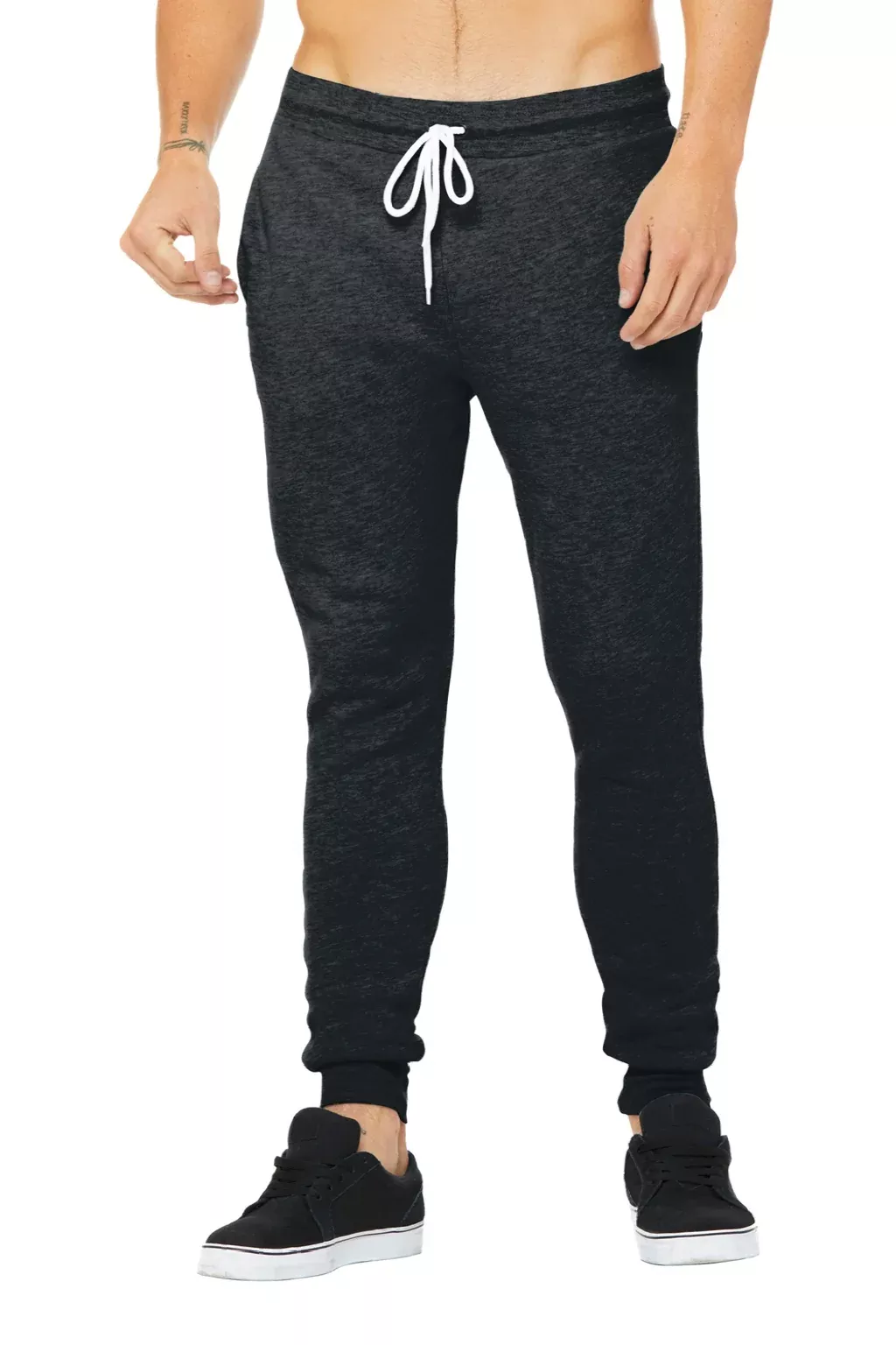 Bella + Canvas Mens Jogger Sweatpants w/ Pockets - Heather Dark Grey