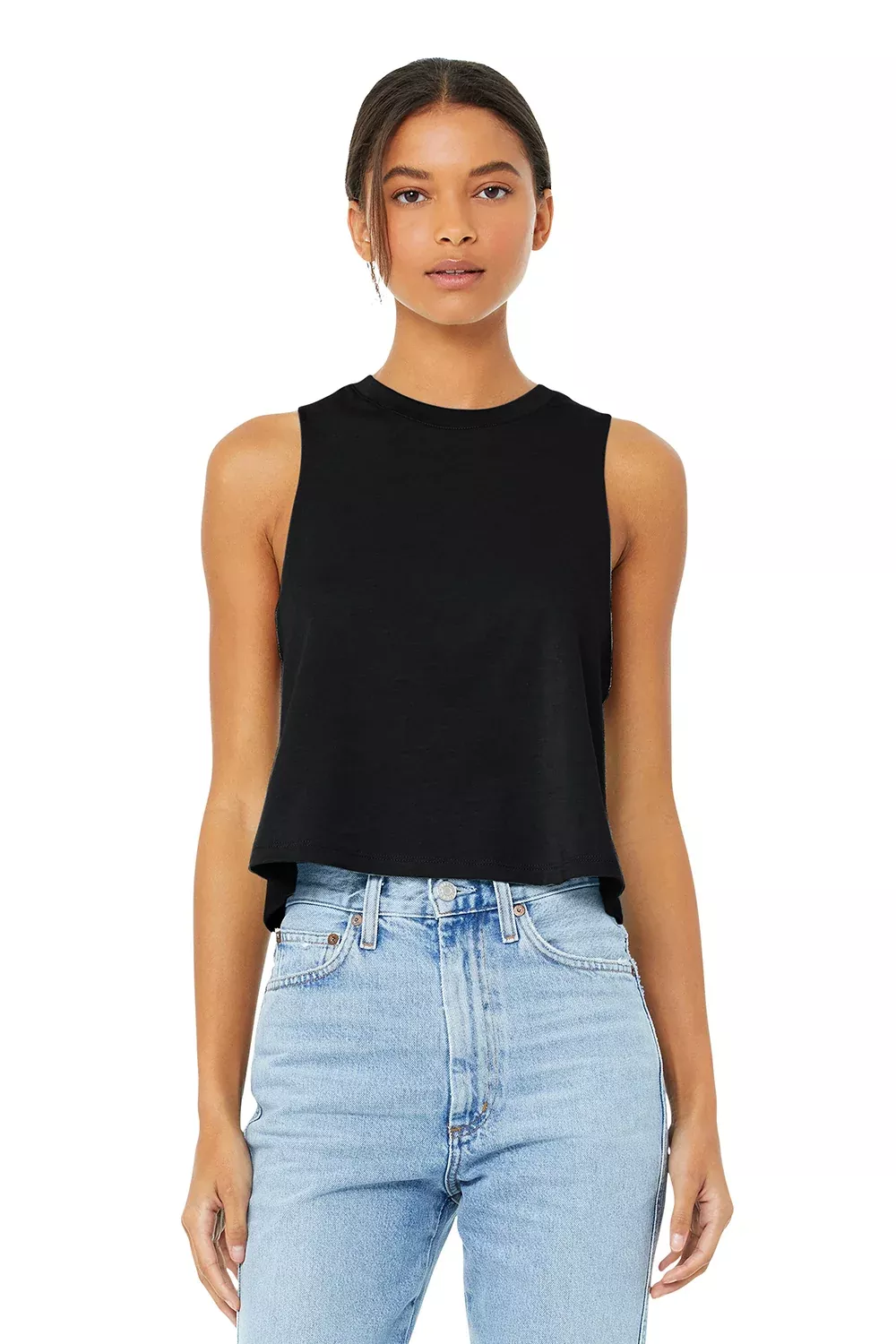 Bella + Canvas Womens Cropped Tank Top - Solid Black