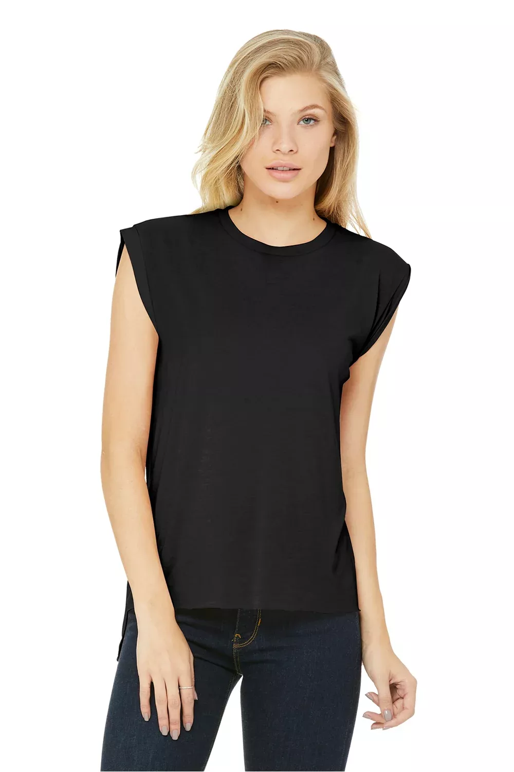 Bella + Canvas Womens Flowy Muscle Tank Top - Black