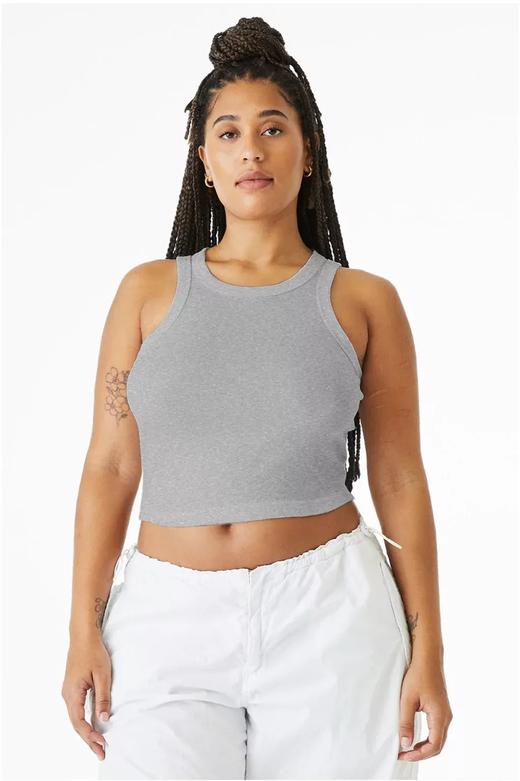 Bella + Canvas Womens Micro Ribbed Racerback Tank Top - Heather Grey