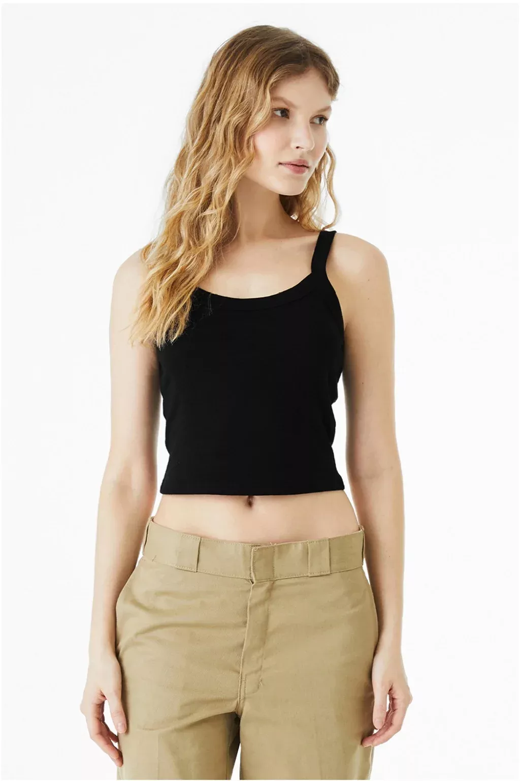 Bella + Canvas Womens Micro Ribbed Scoop Tank Top - Black