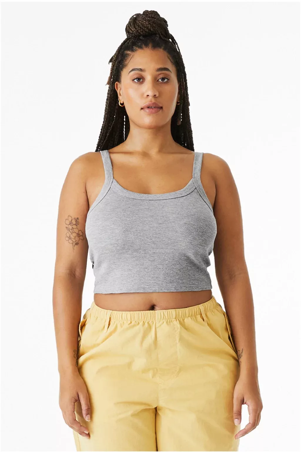 Bella + Canvas Womens Micro Ribbed Scoop Tank Top - Heather Grey