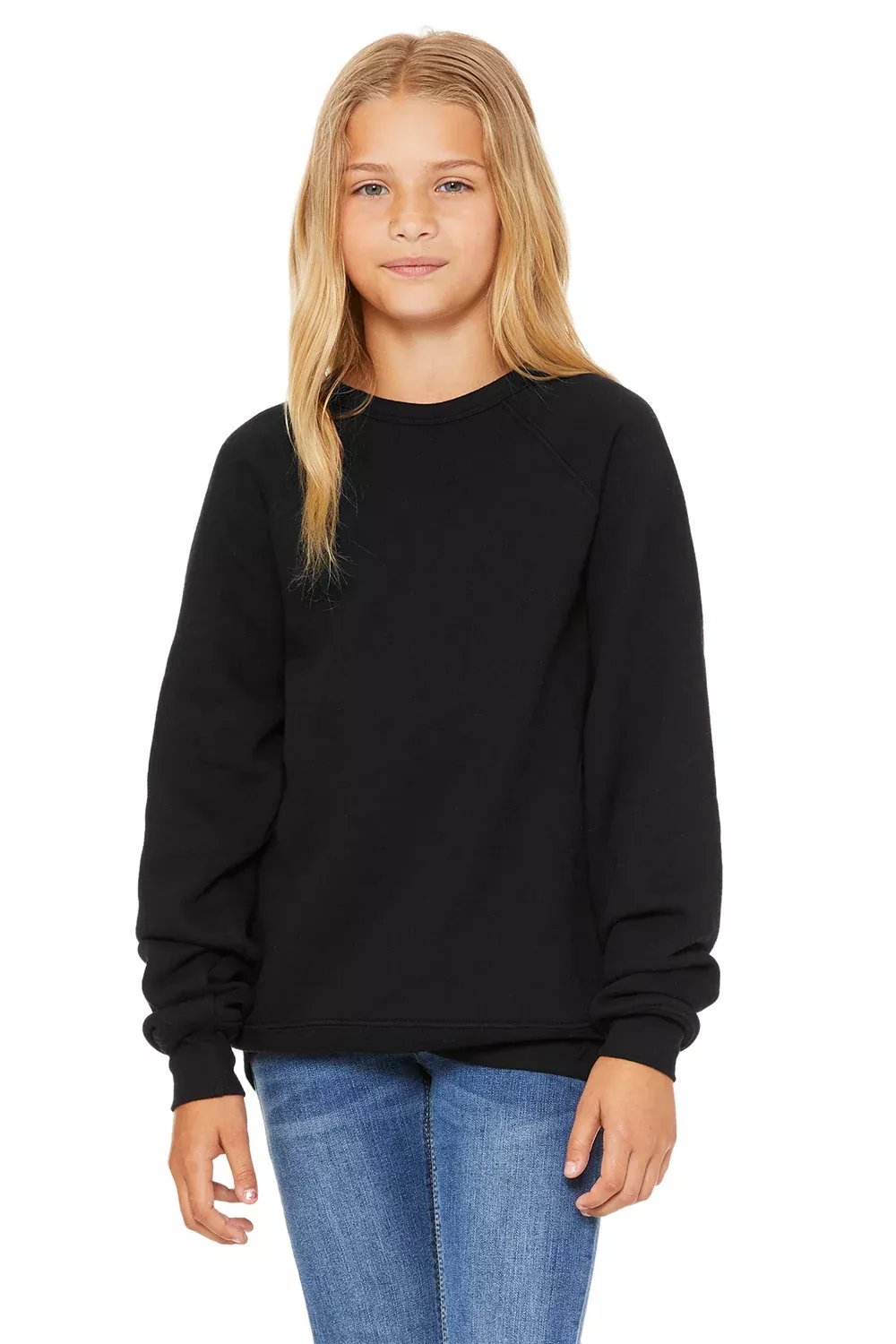 Bella + Canvas Youth Sponge Fleece Crewneck Sweatshirt - Black