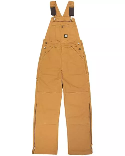 Berne Apparel B1067 Men's Slab Unlined Duck Bib Overall – 10 oz. Heavy-Duty 100% Cotton Duck Water-Repellent Unlined Work Bib Overall | Brass Zipper, Reinforced Knees