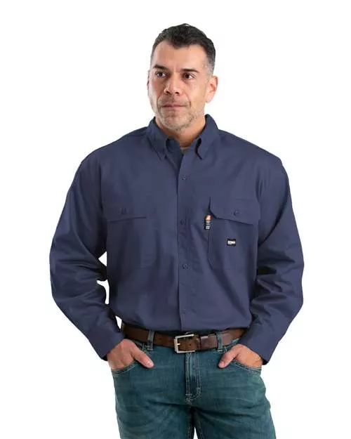 Berne Apparel FRSH10 Men's Flame-Resistant Button-Down Work Shirt – 7 oz. 88/12 Cotton/Nylon FR Twill Men's FR Button-Down Work Shirt | ASTM F1506, NFPA 70E, NFPA 2112, OSHA 1910.269