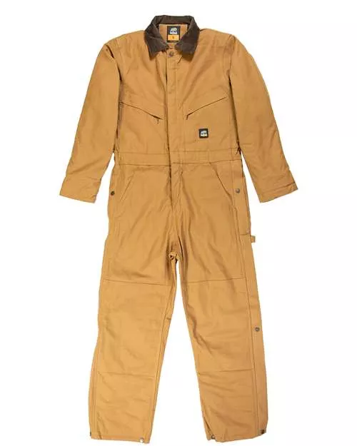 Berne Apparel I417 Men's Heritage Duck Insulated Coverall – 10 oz. Heavy-Duty 100% Cotton Duck with Medium-Weight Insulation | Full-Length Brass Leg Zipper | Multiple Pockets