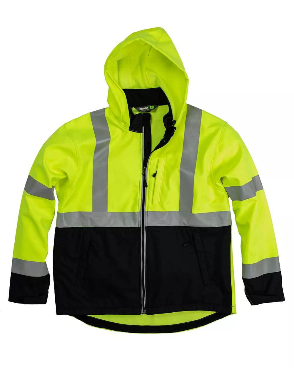 Berne Apparel Men's Hi-Vis Class 3 Hooded Soft Shell Jacket