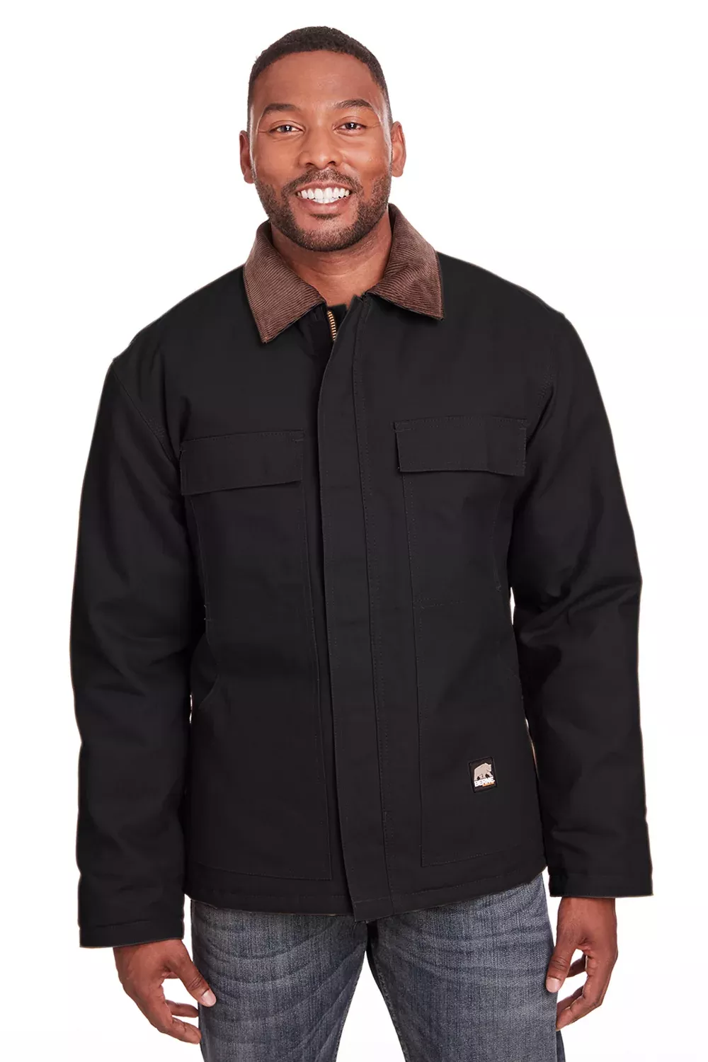 Berne Mens Heritage Duck Water Resistant Chore Full Zip Jacket - Black