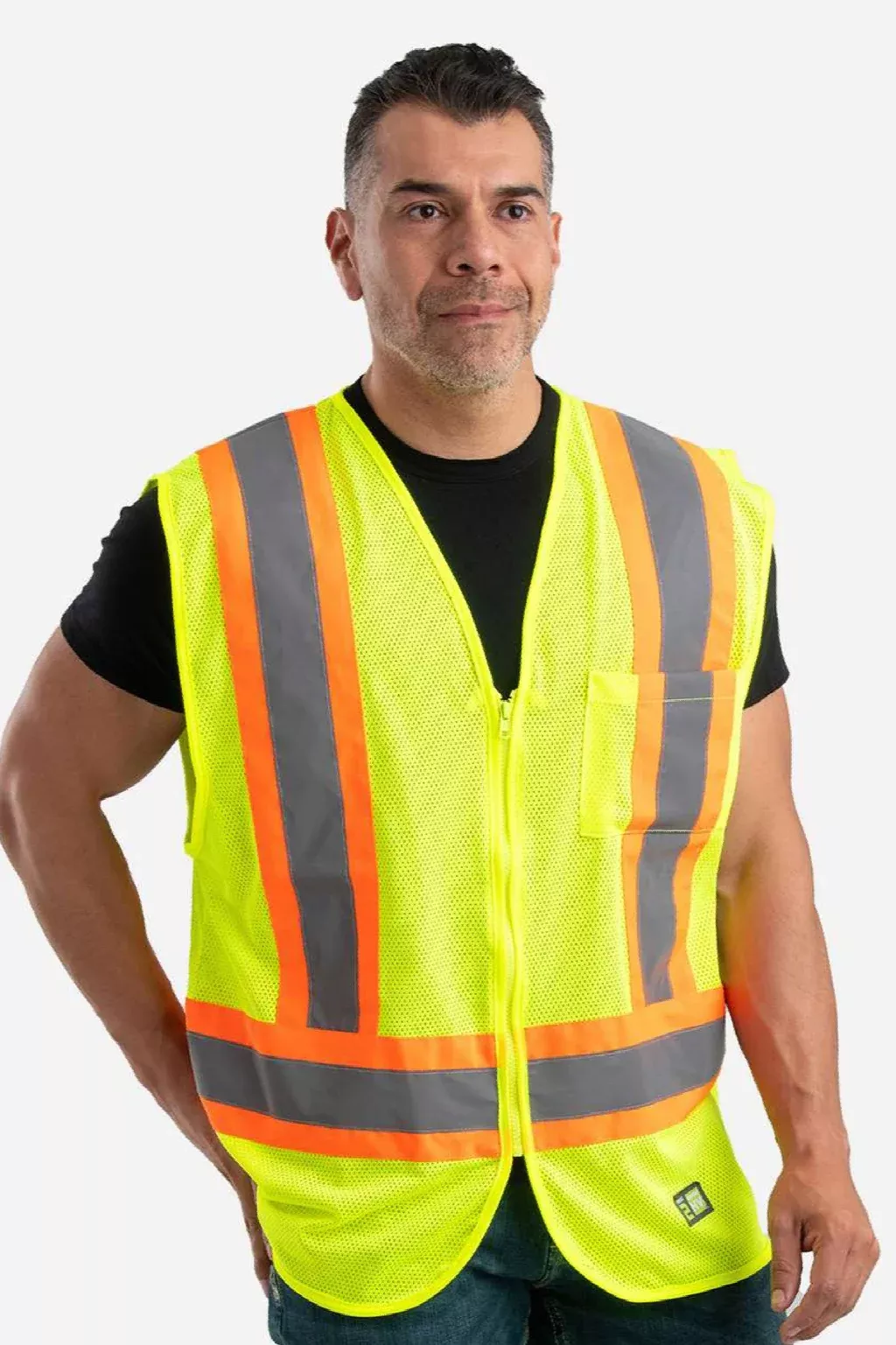 Berne Mens Hi Vis Class 2 Vest - Yellow