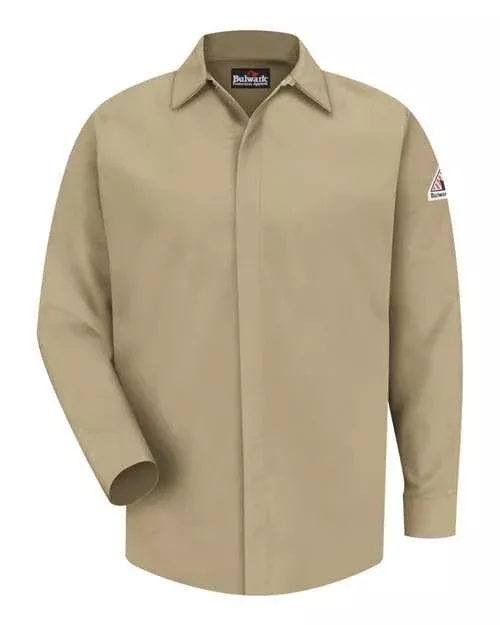 Bulwark Concealed-Gripper Pocketless Work Shirt - Tall Sizes SLS2T