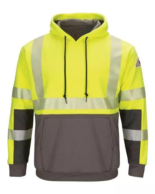 Bulwark Hi-Visibility Color Blocked Pullover Hooded Fleece Sweatshirt - Tall Sizes SMB4T
