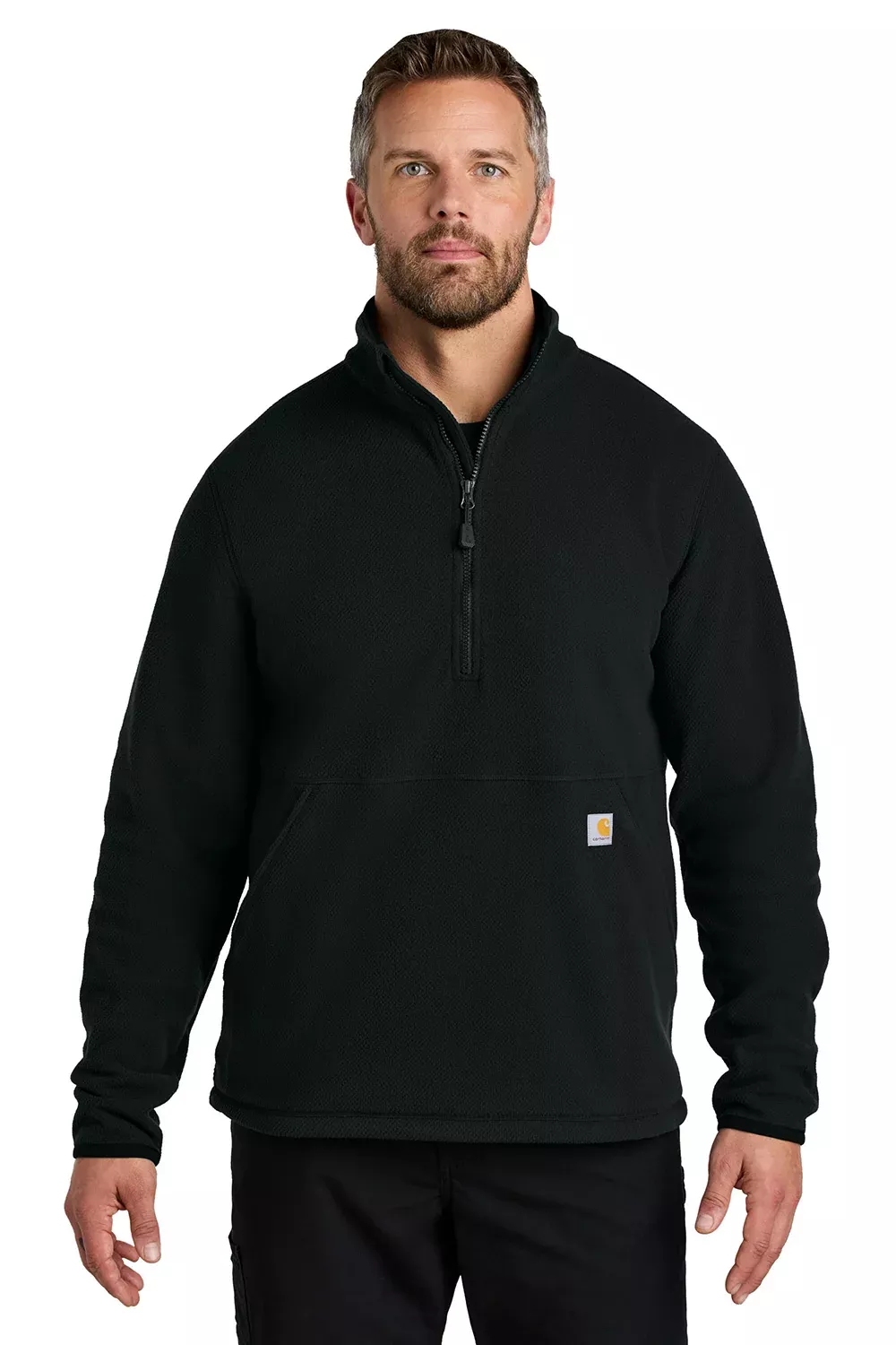 Carhartt Mens Textured Fleece 1/4 Zip Jacket - Black