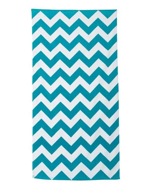 Carmel Towel Company C3060X Chevron Velour Beach Towel – 100% Cotton Velour Fiber-Reactive Chevron Beach Towel | 30” x 60”