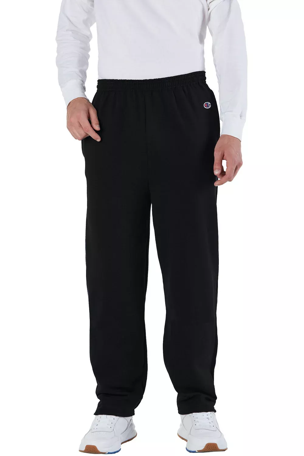 Champion Mens Open Bottom Fleece Sweatpants w/ Pockets - Black