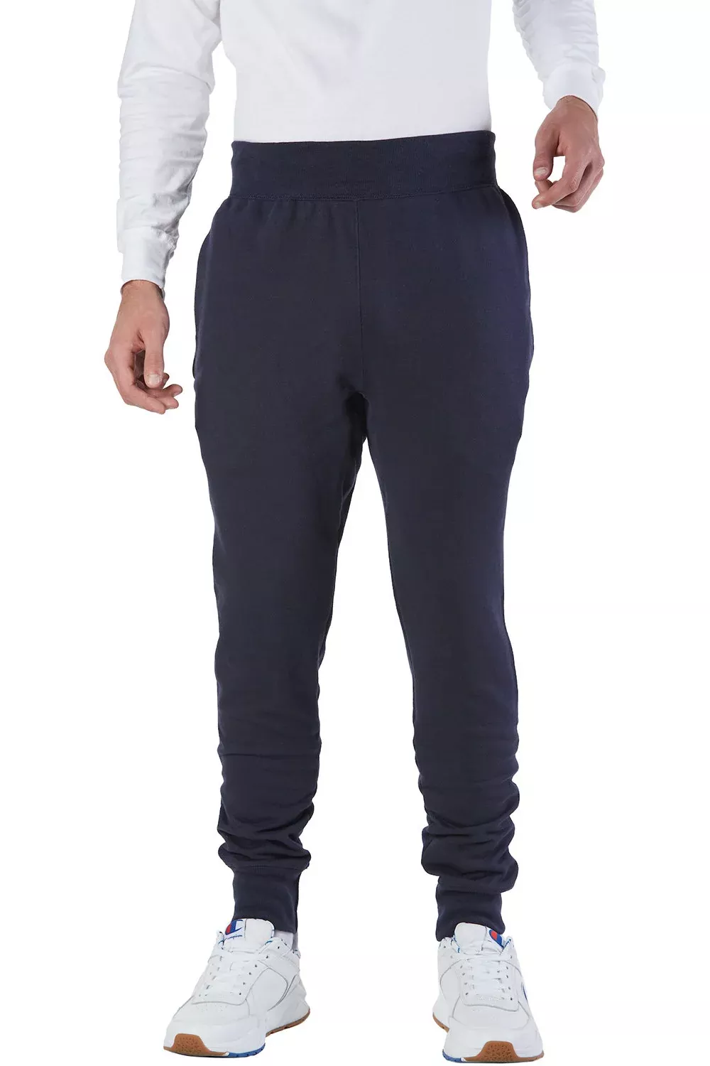 Champion Mens Reverse Weave Fleece Jogger Sweatpants w/ Pockets - Navy Blue