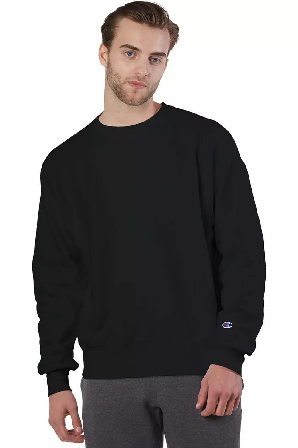 Champion Mens Shrink Resistant Crewneck Sweatshirt - Black